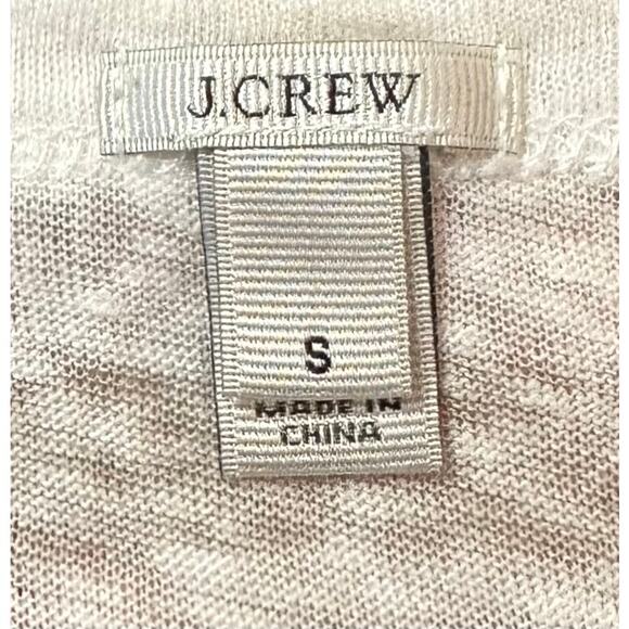 J. Crew Pure Linen Paneled T-Shirt Beige White Striped Short Sleeve A0551 Size S - Picture 9 of 10